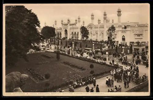 AK Wembley, British Empire Exhibition, The Gardens and India Pavilion, Ausstellung