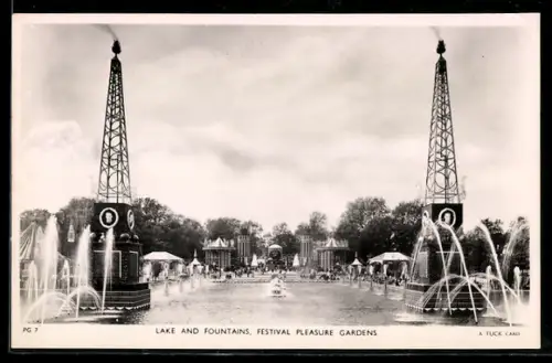 AK London, Lake and Fountains, Festival Pleasure Gardens, Ausstellung