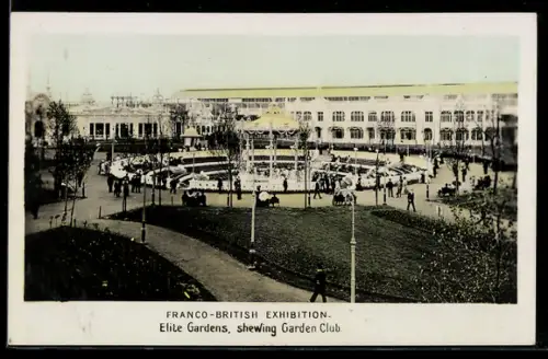 AK London, Franco-British Exhibition, Elite Gardens, shewing Garden Club, Ausstellung