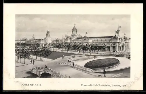 AK London, Franco-British Exhibition 1908, Court of Arts, Ausstellung
