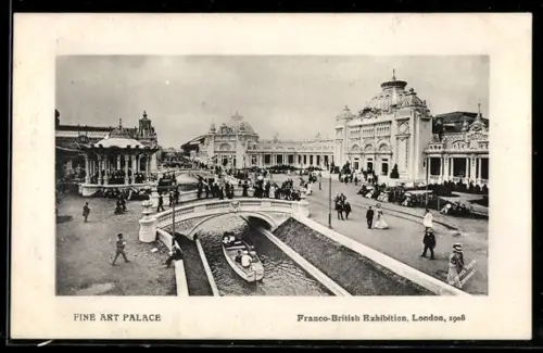 AK London, Franco-British Exhibition 1908, Fine Art Palace, Ausstellung