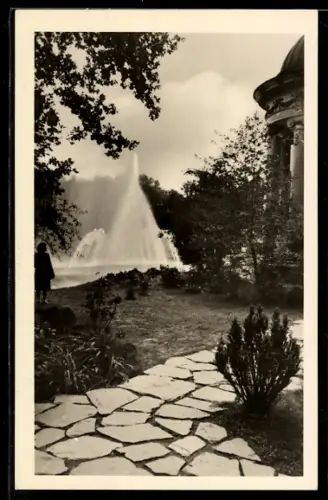 AK Leipzig-Markkleeberg, Landwirtschafts- und Gartenbau-Ausstellung, Fontäne auf dem Ausstellungsgelände