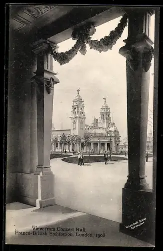 AK London, Franco-British Exhibition 1908, View from Concert Hall, Ausstellung