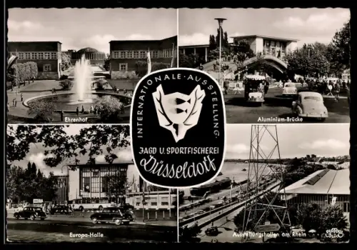 AK Düsseldorf, Internationale Ausstellung Jagd und Sportfischerei, Ehrenhof, Europa-Halle