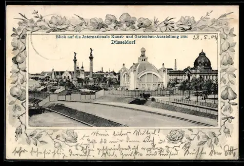 AK Düsseldorf, Internationale Kunst- u. Gartenbau-Ausstellung 1904, Ausstellingspavillon in der Aussenansicht