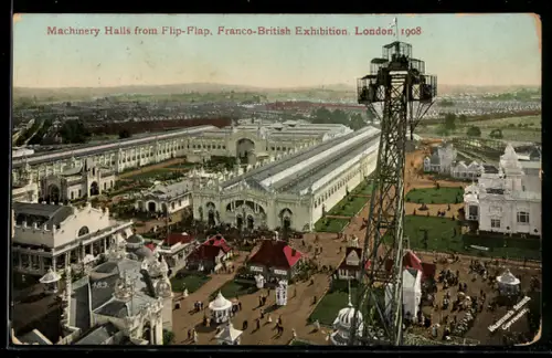 AK London, Franco-British Exhibition 1908, Machinery Halls from Flip-Flap