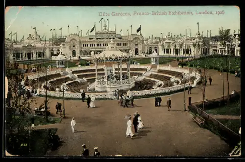 AK London, Franco-British Exhibition 1908, Elite Gardens