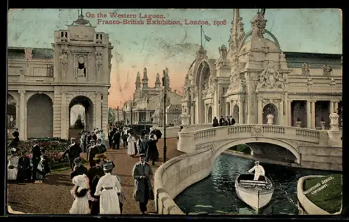 AK London, Franco-British Exhibition 1908, On the Western Lagoon