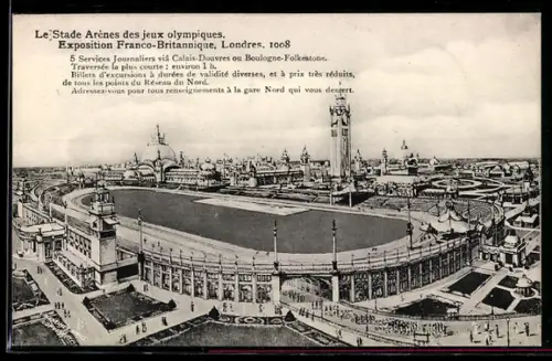 AK Londres, Exposition Franco-Britannique 1908, Le Stade Arènes des jeux olympiques