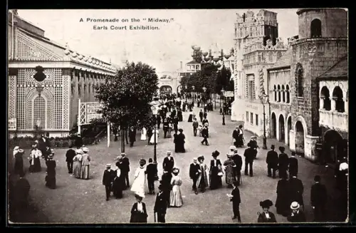 AK London, Earls Court Exhibition, A Promenade on the Midway
