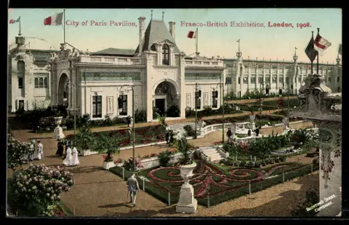 AK London, Franco-British Exhibition 1908, City of Paris Pavilion