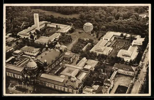 AK Dresden, Int. Hygiene-Ausstellung 1931, Teilansicht aus der Vogelschau