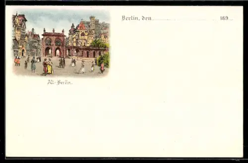 AK Berlin, Ortspartie in der Altstadt mit Passanten