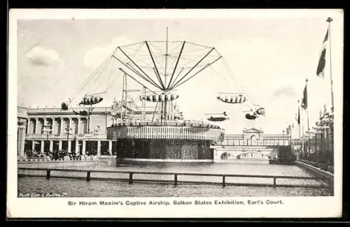 AK London, Balkan States Exhibition, Earl`s Court, Sir Hiram Maxim`s Captive Airship