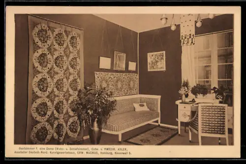 AK Hamburg, Ausstellung Raumkunst im Museum für Kunst und Gewerbe, Gastzimmer für eine Dame, Neuerwall 5