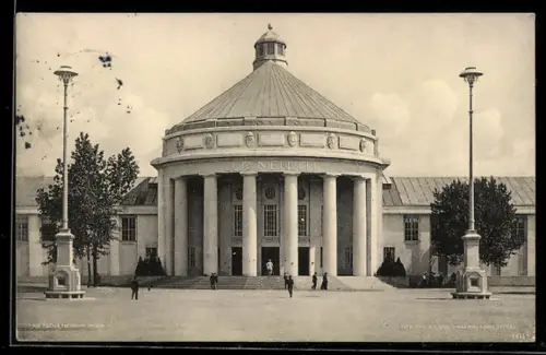 AK Dresden, Internationale Hygiene-Ausstellung 1911, Festplatz mit populärer Halle Der Mensch
