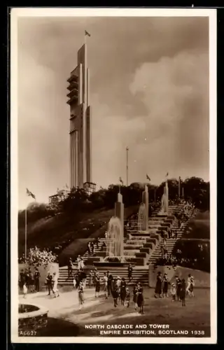 AK Glasgow, Empire Exhibition 1938, North Cascade and Tower
