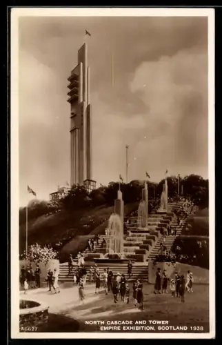 AK Glasgow, Empire Exhibition 1938, North Cascade and Tower