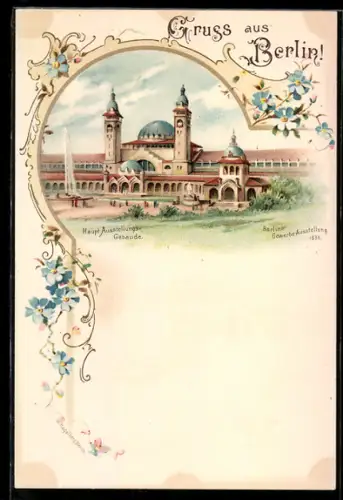 Lithographie Berlin, Gewerbe-Ausstellung 1896, Haupt-Ausstellungsgebäude