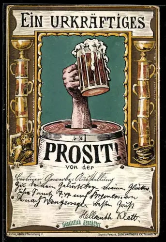 Künstler-AK Berlin, Ein urkräftiges Prosit von der Berliner GewerbeAusstellung