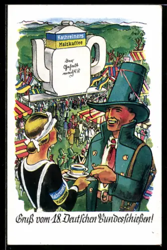 AK 18. Deutsches Bundeschiessen, Reklame für Kathreiners Malzkaffee