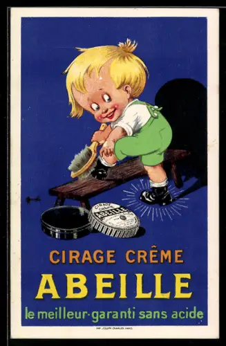AK Junge poliert seine Schuhe mit Abeille Creme