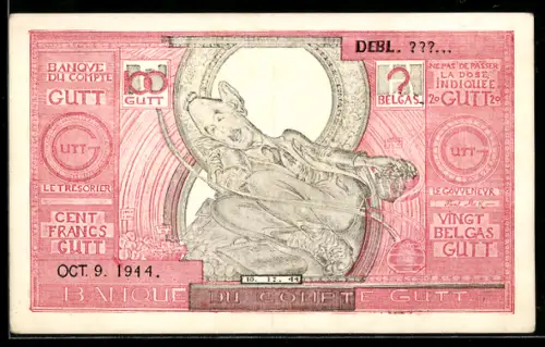 AK Belgien, Währungsreform 1944, Compte Gutt, Geld, Banknote