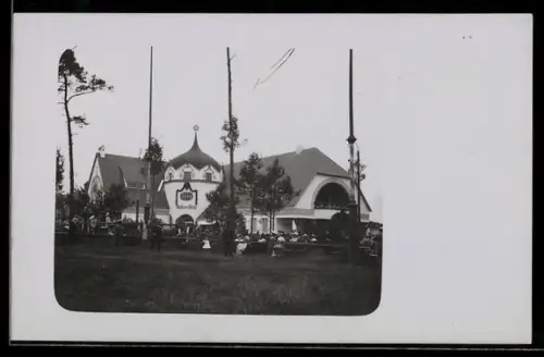 Foto-AK München, XV. Bundesschiessen des Schützenvereins im Jahr 1906, Tschörr-Bräu, Gästebereich, Schützenfest