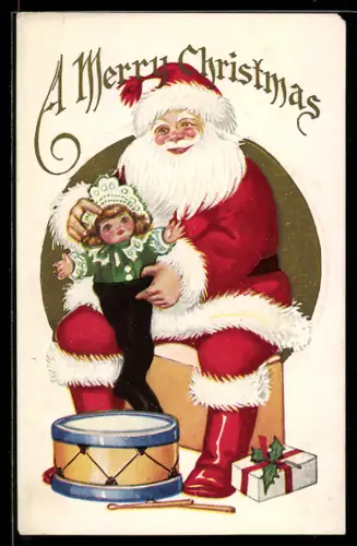 AK Weihnachtsmann, er verteilt die Geschenke