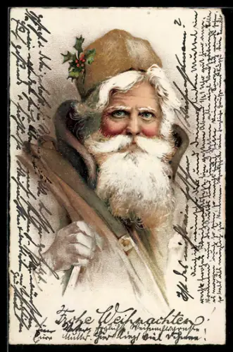 Künstler-AK Weihnachtsmann in Winterkleidung