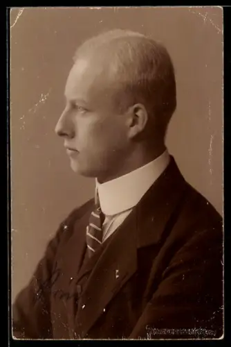 Foto-AK Prinz Albrecht Ludwig im Profil, Autograph