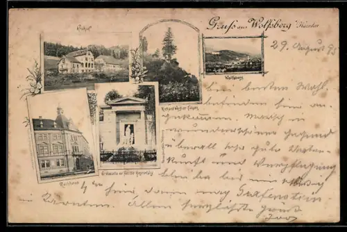 Vorläufer-AK Wolfsberg /Kärnten, 1895, Krahof, Grabstätte der Familie Heyrowsky, Richard Wagner-Felsen