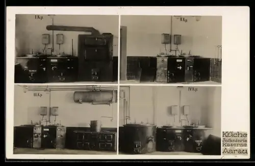 Foto-AK Aarau, Küche in der Infanterie-Kaserne