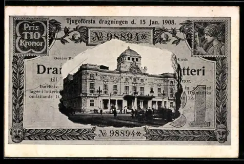 AK Stockholm, Ortspartie in einem schwedischen Kronen-Schein