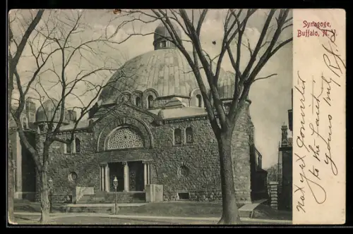 AK Buffalo, NJ, Aussenansicht der Synagoge