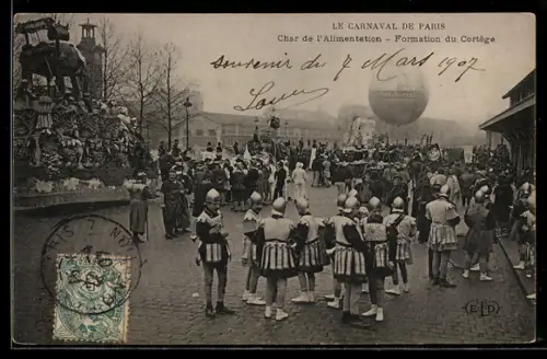 AK Paris, Le Carnaval, Char de l`Alimentation, Formation du Cortège