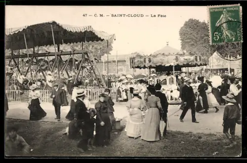 AK Saint-Cloud, La Fete / Volksfest, Festplatz mit Fahrgeschäften
