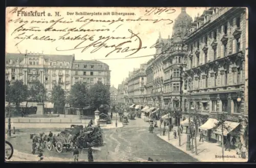 AK Frankfurt a. M., Schillerplatz mit Biebergasse