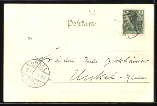 AK Mülheim a. Rhein, Rheinansicht mit Dampfschiff