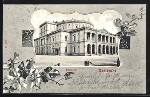 AK Karlsruhe, Blick zum Theater