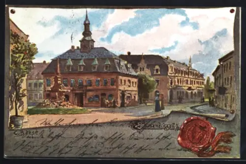 Künstler-AK Emmendingen, Partie im Ort, Siegel