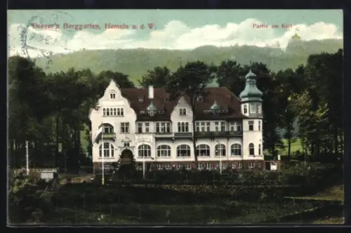 AK Hameln a. d. W., Dreyer`s Berggarten, Partie am Klüt