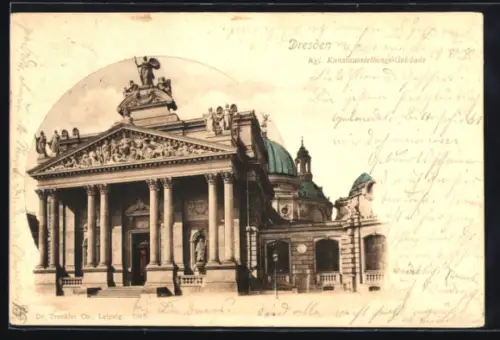 AK Dresden, Kgl. Kunstausstellungs-Gebäude, Brühlsche Terrassen