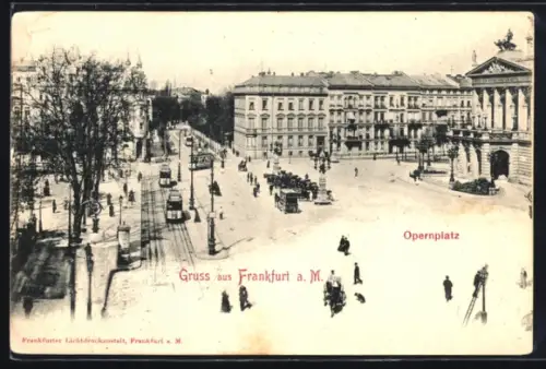 AK Frankfurt a. M., Opernplatz mit Strassenbahn