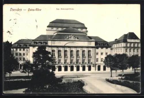 AK Dresden, Ostra-Allee, Kgl. Schauspielhaus