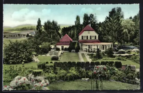 AK Elfenborn /Rinteln, Blumenpark Elfenborn, Restaurant Café Conditorei Barkhausen, Inh. Wilhelm Barkhausen