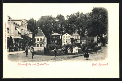 AK Bad Pyrmont, Altenau-Platz und Drake-Vase