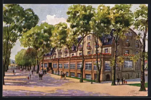 Künstler-AK sign. Ruep: Bad Pyrmont, Hotel der Kaiserhof, Eigentümer F. W. Nolte