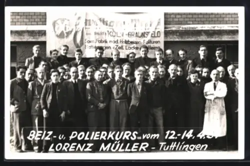 AK Tuttlingen, Beiz- und Polierkurs Lorenz Müller 12.-14.4.51, Gruppenfoto der Teilnehmer