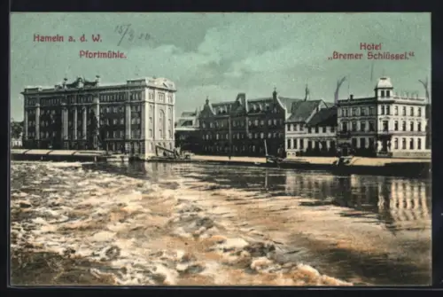 AK Hameln a. d. W., Pfortmühle, Hotel Bremer Schlüssel